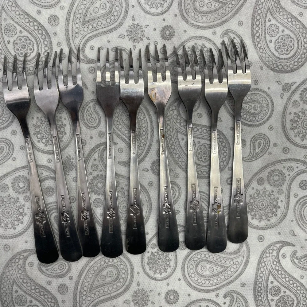 9 Barclay Geneve Stainless Korea Cocktail Appetizer Forks Silverware Set